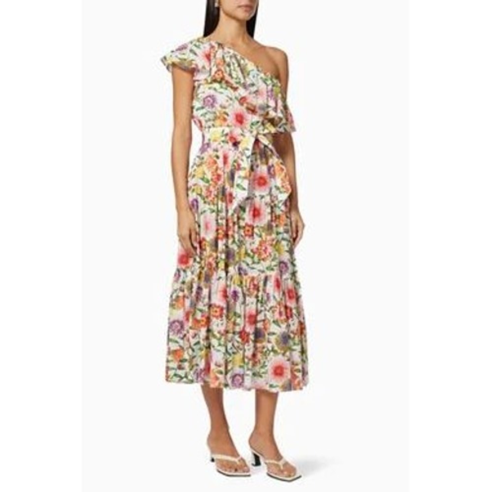 Borgo De Nor Petra Dress Women UK 8 US 4 Multi Summer Garden Floral One Shoulder